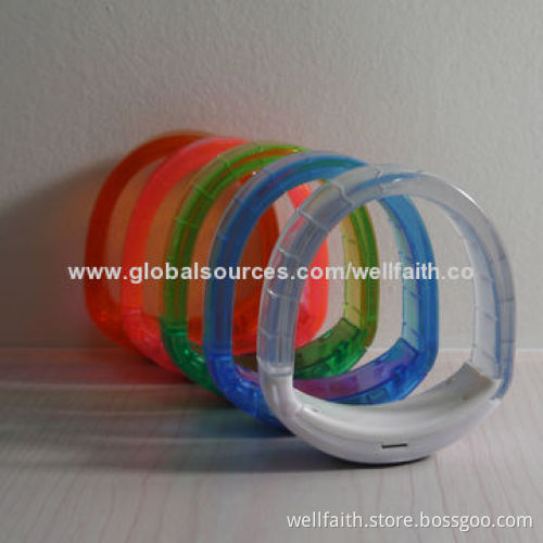Promotional Gift Sound Activated LED Customized Bracelets for Fun, PVC+PS Materials